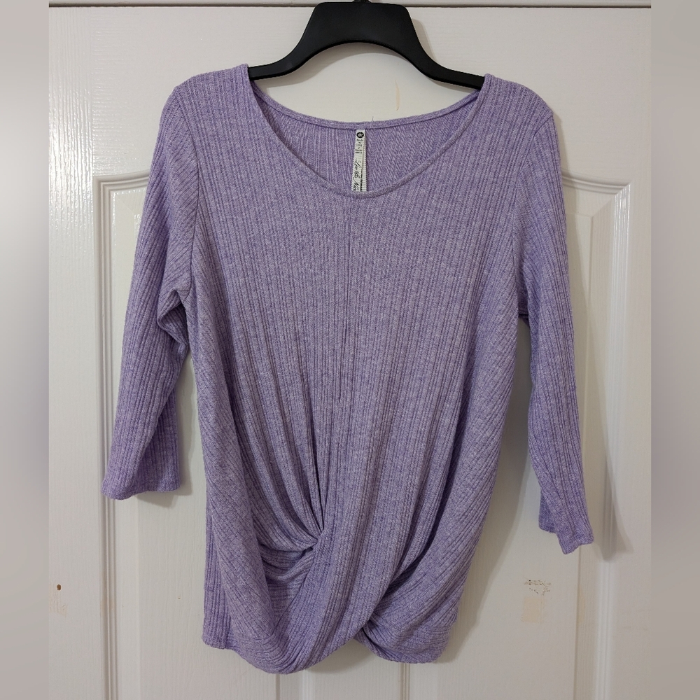 Leo &‎ Nicole Purple Twist Front Long Sleeve Top